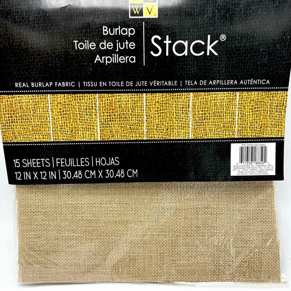 14 Burlap Fabric Panels 12x12” Square Sheets Crafting Decor Scrapbook DCWV Stack